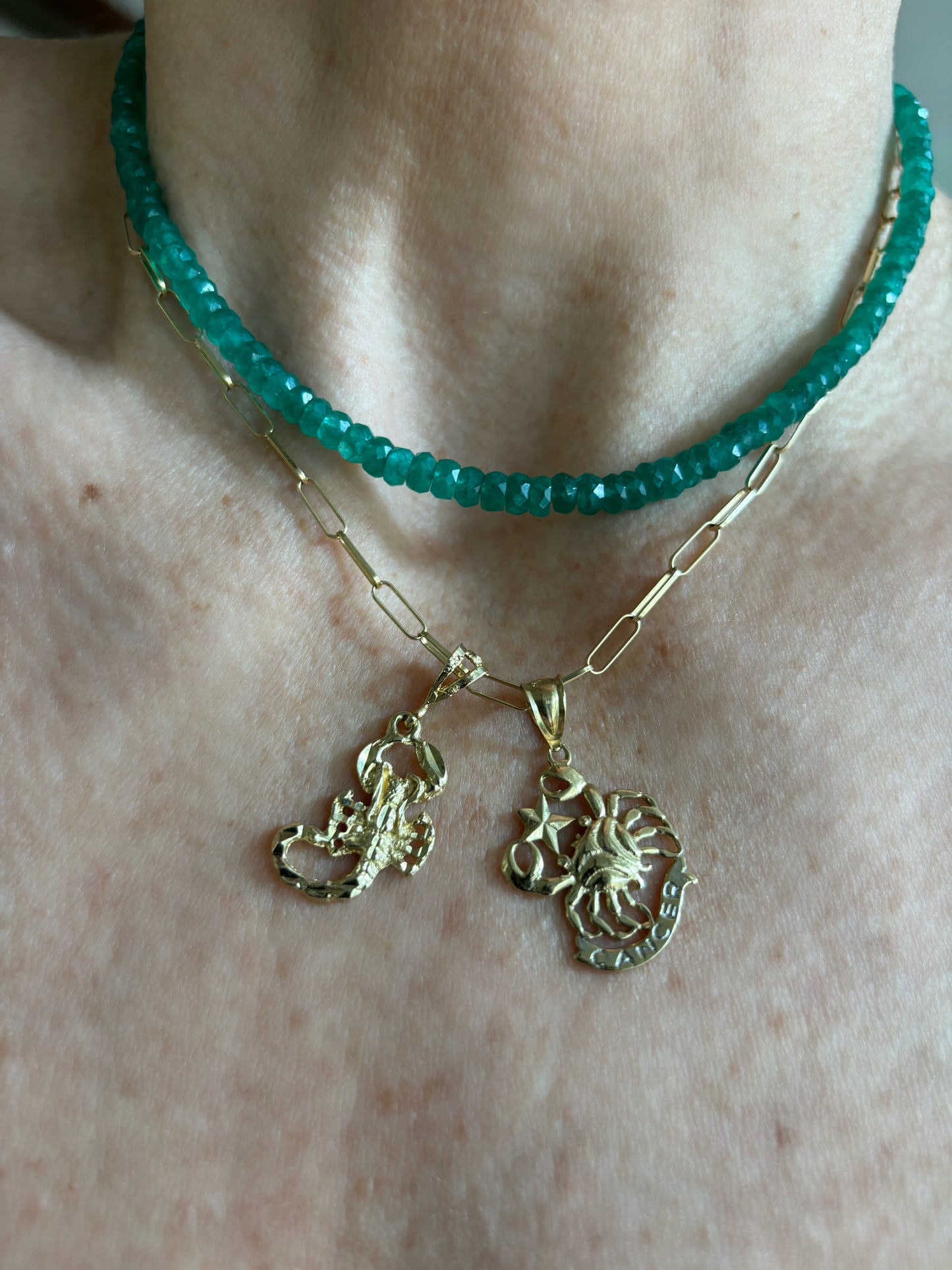 Faceted Emerald Beaded Necklace
