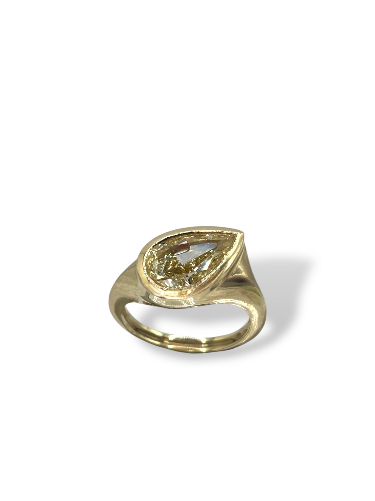 Fancy Intense Yellow Diamond Pear Tilt Ring